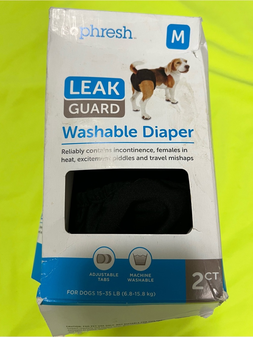 So Phresh Washable Leak Guard Diaper for Dogs, Medium, Pack of 2. Pet dog NEW